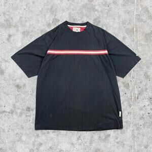 2000's Minimalistic Stripe Wrap Around TXT Heavyweight T-Shirt